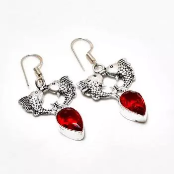 Ювелирные серьги ручной работы с мозамбикским гранатом, посеребренные 925 пробы, 1,70 дюйма