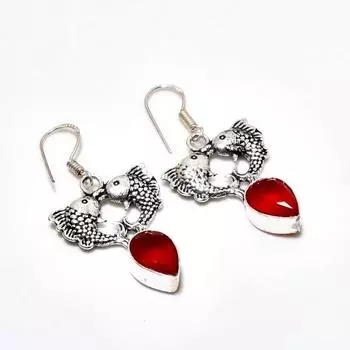 Ювелирные серьги ручной работы с мозамбикским гранатом, посеребренные 925 пробы, 1,70 дюйма