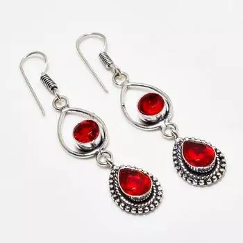 Ювелирные серьги ручной работы с мозамбикским гранатом, посеребренные 925 пробы, 2,38 дюйма
