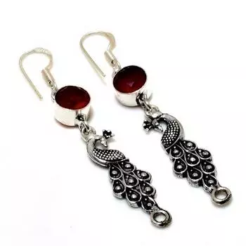 Ювелирные серьги ручной работы с мозамбикским гранатом 925 пробы, посеребренные, 2,38 дюйма
