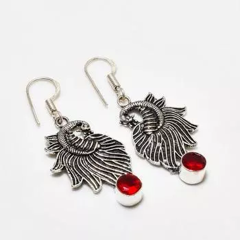 Ювелирные серьги ручной работы с мозамбикским гранатом, посеребренные 925 пробы, 1,89 дюйма