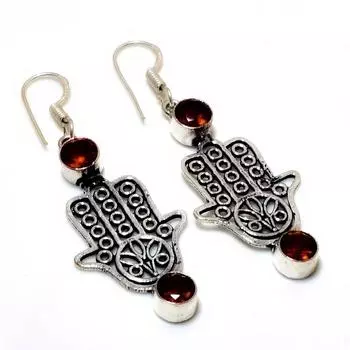 Ювелирные серьги ручной работы с мозамбикским гранатом 925 пробы, посеребренные, 2,08 дюйма