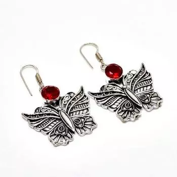 Ювелирные серьги ручной работы с мозамбикским гранатом, посеребренные 925 пробы, 1,89 дюйма