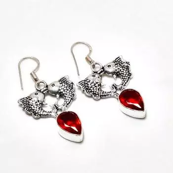 Ювелирные серьги ручной работы с мозамбикским гранатом, посеребренные 925 пробы, 1,74 дюйма