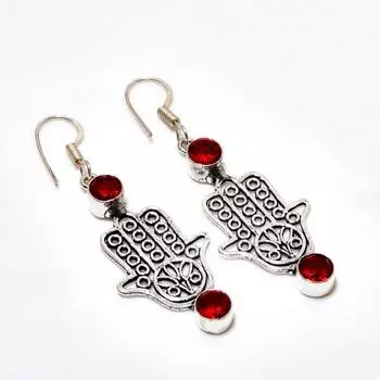 Ювелирные серьги ручной работы с мозамбикским гранатом, посеребренные 925 пробы, 2,08 дюйма