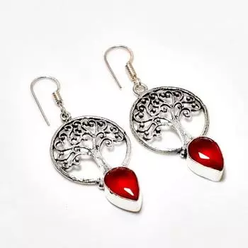 Ювелирные серьги ручной работы с мозамбикским гранатом, посеребренные 925 пробы, 2,08 дюйма