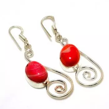 Ювелирные серьги ручной работы с оранжевым кружевным агатом 925 пробы, посеребренные, 1,89 дюйма