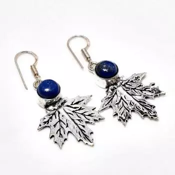 Ювелирные серьги ручной работы с покрытием из серебра 925 пробы, лазурит, 1,89 дюйма.