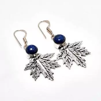 Ювелирные серьги ручной работы с покрытием из серебра 925 пробы, лазурит, 1,89 дюйма.