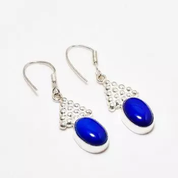 Ювелирные серьги ручной работы с покрытием из серебра 925 пробы, лазурит, 1,89 дюйма.