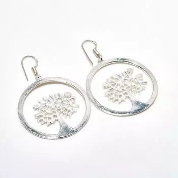 Ювелирные серьги ручной работы с покрытием из серебра 925 пробы и драгоценными камнями в виде дерева 2,08 дюйма