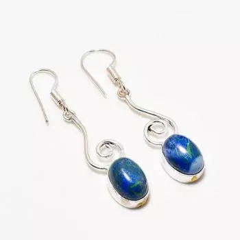 Ювелирные серьги ручной работы с покрытием из радужного кремнезема 925 пробы 2,27 дюйма