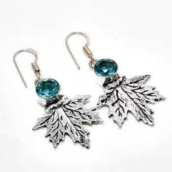 Ювелирные серьги ручной работы с покрытием из серебра 925 пробы, швейцарский голубой топаз, 1,89 дюйма