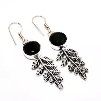 Ювелирные серьги ручной работы с покрытием из серебра 925 пробы и черной шпинелью диаметром 2,08 дюйма