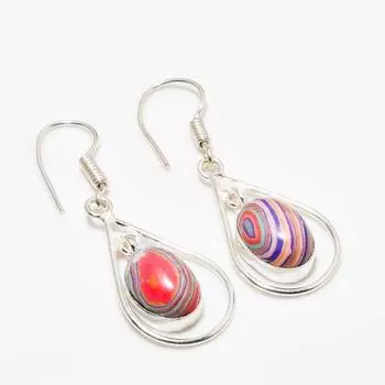 Ювелирные серьги ручной работы с покрытием из радужного кремнезема 925 пробы, 1,89 дюйма