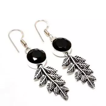 Ювелирные серьги ручной работы с покрытием из серебра 925 пробы и черной шпинелью диаметром 2,08 дюйма