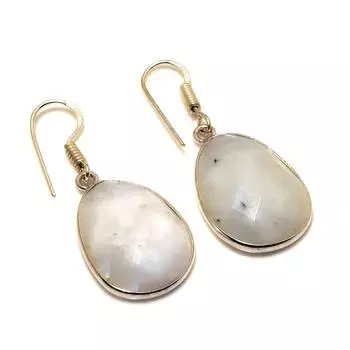 Ювелирные серьги ручной работы с радужным лунным камнем 925 пробы, посеребренные, 1,51 дюйма