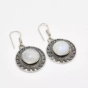 Ювелирные серьги ручной работы с радужным лунным камнем, посеребренные 925 пробы, 1,51 дюйма