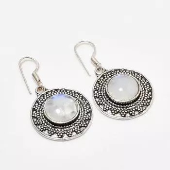 Ювелирные серьги ручной работы с радужным лунным камнем, посеребренные 925 пробы, 1,51 дюйма