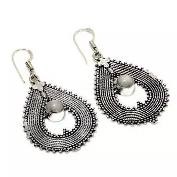 Ювелирные серьги ручной работы с радужным лунным камнем 925 пробы, посеребренные, 2,08 дюйма