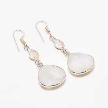 Ювелирные серьги ручной работы с радужным лунным камнем, посеребренные 925 пробы, 1,70 дюйма