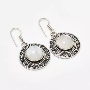 Ювелирные серьги ручной работы с радужным лунным камнем, посеребренные 925 пробы, 1,70 дюйма