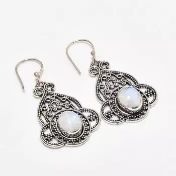 Ювелирные серьги ручной работы с радужным лунным камнем, посеребренные 925 пробы, 1,89 дюйма