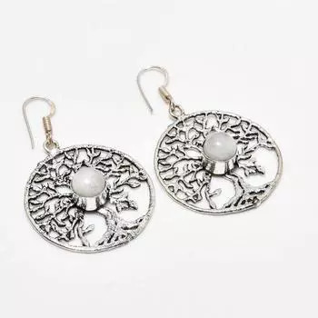 Ювелирные серьги ручной работы с радужным лунным камнем, посеребренные 925 пробы, 1,89 дюйма