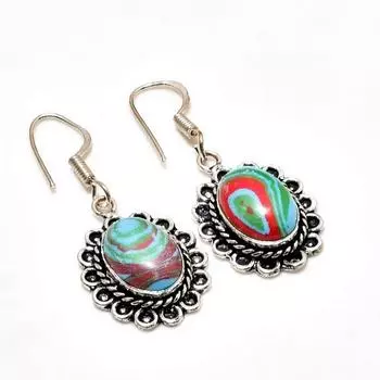 Ювелирные серьги ручной работы с радужным кальциевым камнем, посеребренные 925 пробы, 1,70 дюйма