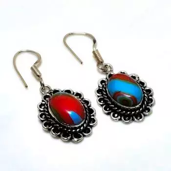 Ювелирные серьги ручной работы с радужным кальцием 925 пробы, посеребренные, 1,70 дюйма