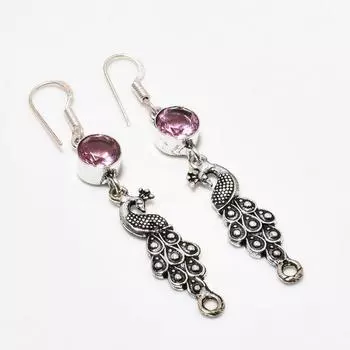 Ювелирные серьги ручной работы с розовым кунцитом, посеребренные 925 пробы, 2,38 дюйма