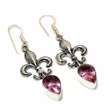 Ювелирные серьги ручной работы с розовым кунцитом 925 пробы, посеребренные, 1,89 дюйма