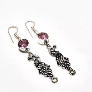 Ювелирные серьги ручной работы с розовым кунцитом, посеребренные 925 пробы, 2,38 дюйма