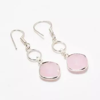 Ювелирные серьги ручной работы с розовым халцедоном, посеребренные 925 пробы, 1,89 дюйма