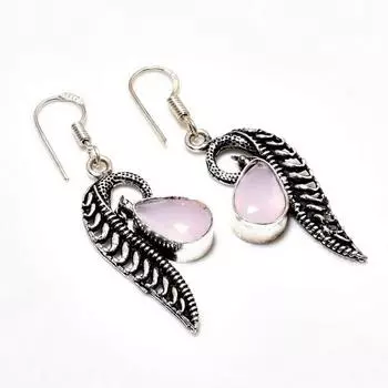 Ювелирные серьги ручной работы с розовым халцедоном, посеребренные 925 пробы, 1,89 дюйма