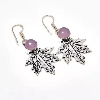 Ювелирные серьги ручной работы с розовым халцедоном, посеребренные 925 пробы, 1,89 дюйма