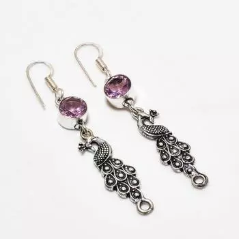 Ювелирные серьги ручной работы с розовым кунцитом, посеребренные 925 пробы, 2,38 дюйма