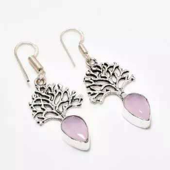 Ювелирные серьги ручной работы с розовым халцедоном, посеребренные 925 пробы, 1,89 дюйма
