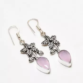 Ювелирные серьги ручной работы с розовым халцедоном, посеребренные 925 пробы, 1,89 дюйма