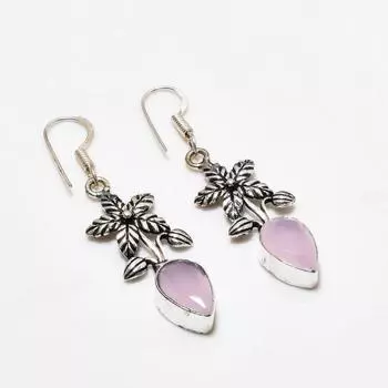 Ювелирные серьги ручной работы с розовым халцедоном, посеребренные 925 пробы, 1,89 дюйма