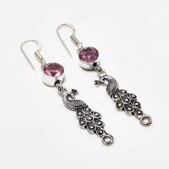 Ювелирные серьги ручной работы с розовым кунцитом, посеребренные 925 пробы, 2,38 дюйма