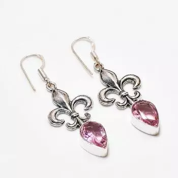 Ювелирные серьги ручной работы с розовым кунцитом, посеребренные 925 пробы, 1,89 дюйма