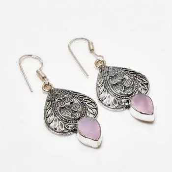 Ювелирные серьги ручной работы с розовым халцедоном, посеребренные 925 пробы, 1,89 дюйма