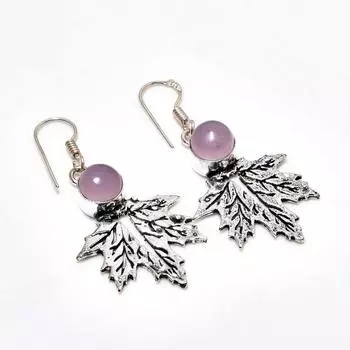Ювелирные серьги ручной работы с розовым халцедоном, посеребренные 925 пробы, 1,89 дюйма
