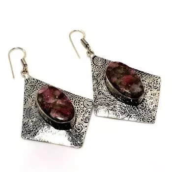 Ювелирные серьги ручной работы с розовым турмалином 925 пробы, посеребренные, 2,5 дюйма