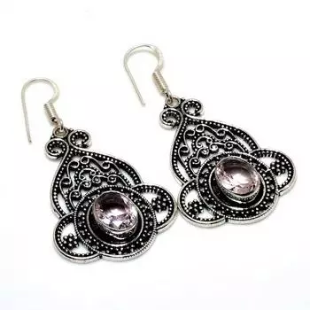 Ювелирные серьги ручной работы с розовым кунцитом 925 пробы, посеребренные, 1,89 дюйма