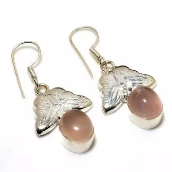 Ювелирные серьги ручной работы с розовым кварцем 925 пробы, посеребренные, 1,51 дюйма