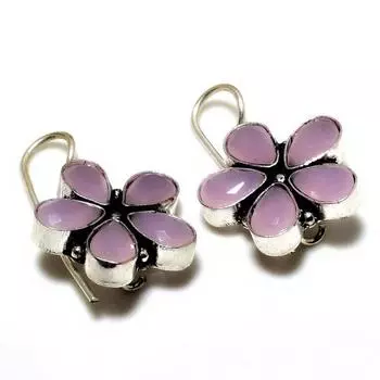 Ювелирные серьги ручной работы с розовым халцедоном 925 пробы, посеребренные, 1,13 дюйма