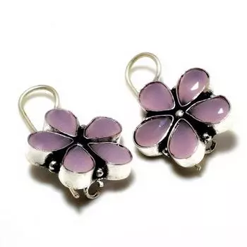 Ювелирные серьги ручной работы с розовым халцедоном 925 пробы, посеребренные, 1,13 дюйма