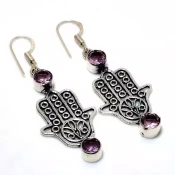 Ювелирные серьги ручной работы с розовым кунцитом 925 пробы, посеребренные, 2,08 дюйма